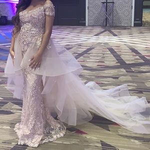 Blush Tarik Ediz dress with detachable skirt